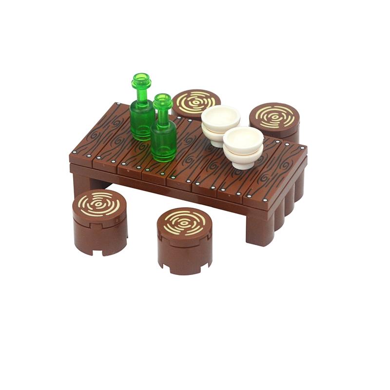 MOC Creative Furniture TV Sofa Brick City Accessories Xmas Tree Book Desk Dining Table Bathroom Door Building Block House Scene