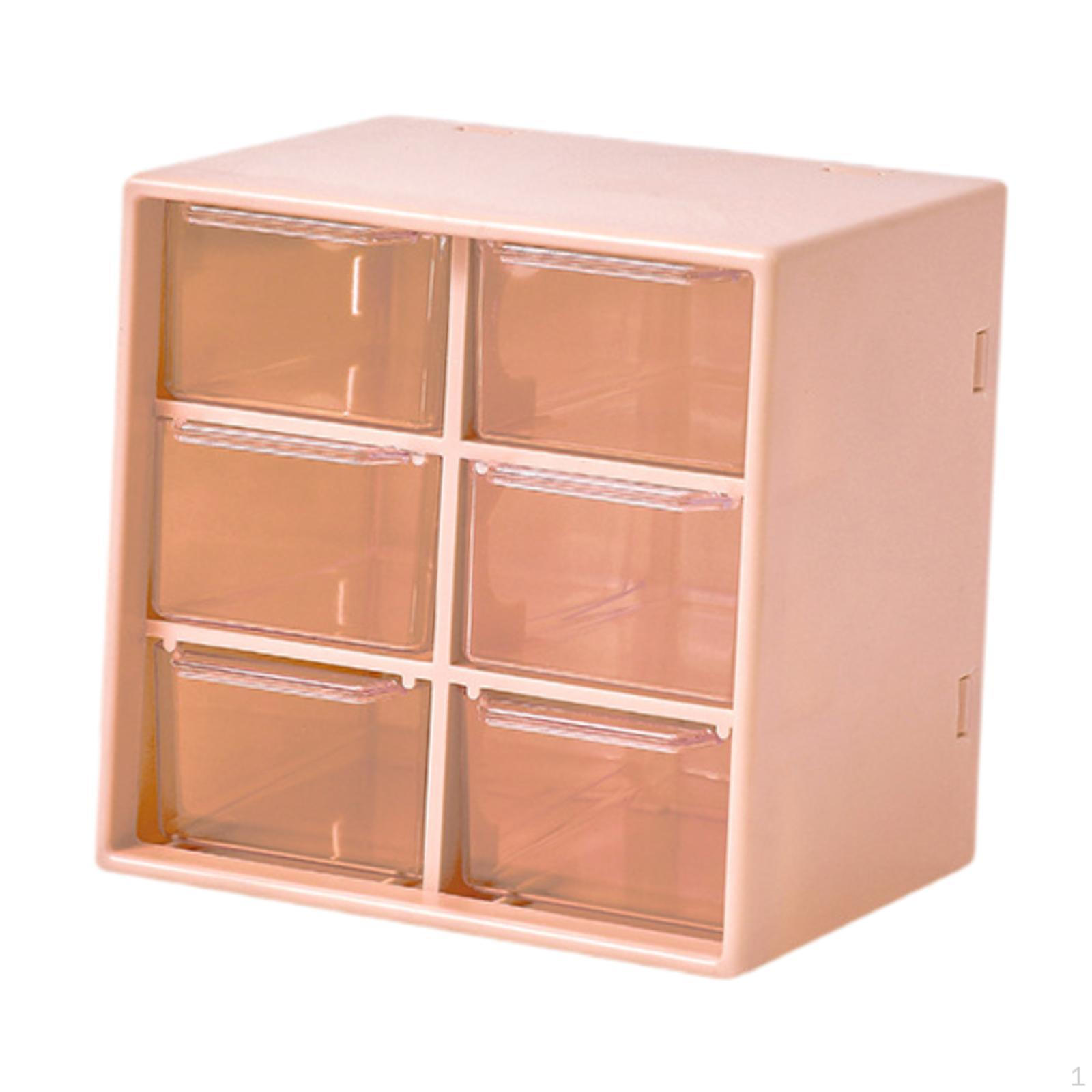Компактный органайзер для ящика стола для хранения дома и в офисе 6 Drawers Skin Pink