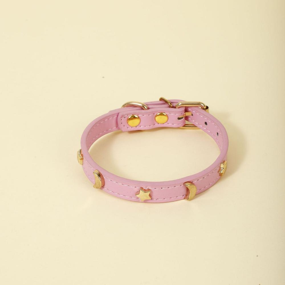 

Ошейник для питомца Популярный в интернете ошейник для собаки, закрывающий шею, ошейник для кошки, модель «звезда-луна», простой, с металлической пряжкой против укусов S #Adjustment Range 22-27 светло-розовый