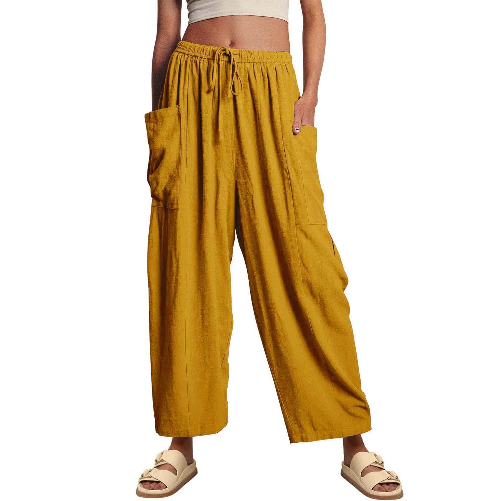 

Women s Cargo Pants Baggy Wide Cute Sweatpants for Women Womens Pants Size 16 Casual Womens Pants Casual Women Cover Up Pants XXXL жовтий