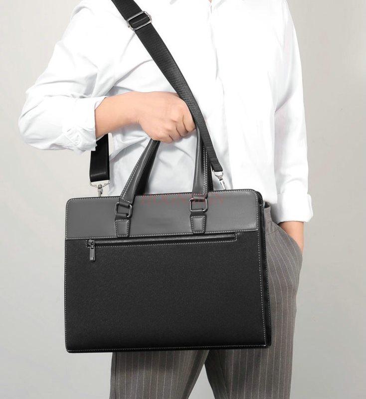 1pcs Briefcase file bag, men's handbag, commuting document bag, zip file bag, business civil servant unit conference bag