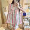 Anti-bumping Pajamas Women's Summer Vest Shorts Set Cotton and Silk Loungewear Can Be Worn Outside Loose Large Size Sweet and Cute