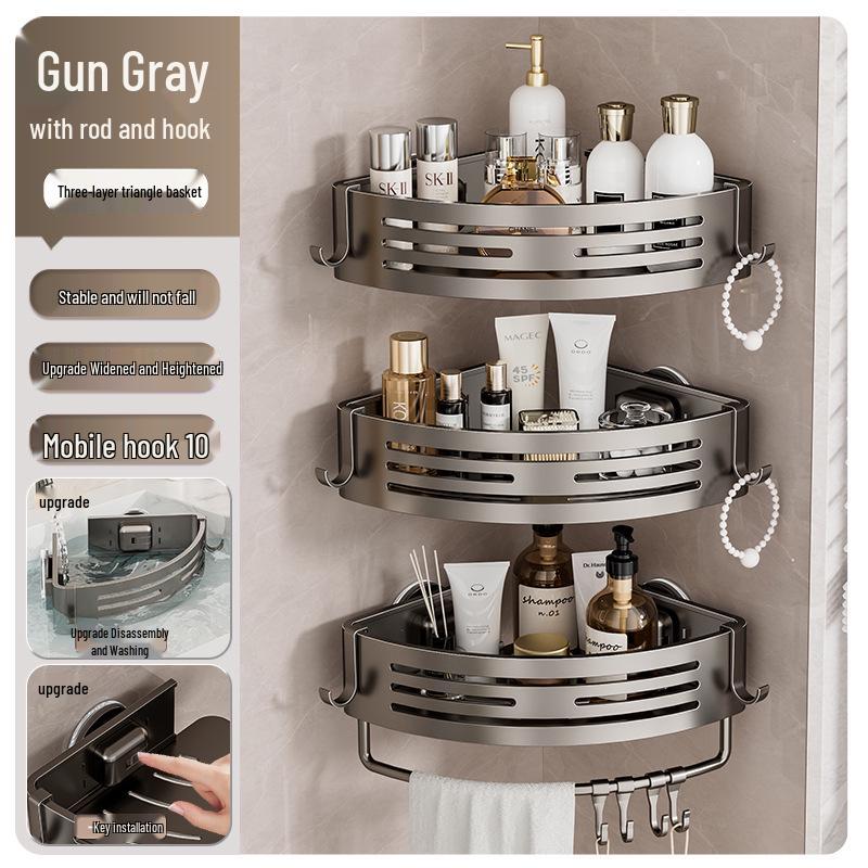 No-Drill Wall-Mounted Shower Corner Storage Rack