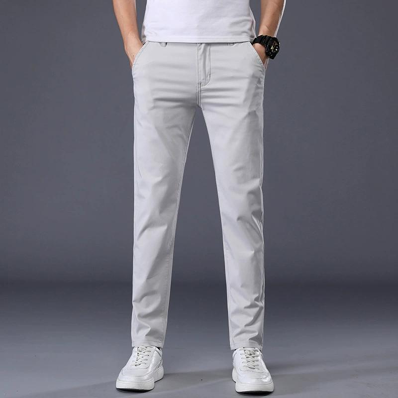 Pantaloni Casual Estivi Sottili a Colore Unito Classici da Uomo Moda Business Cotone Elasticizzato Slim Pantaloni di Marca Maschili