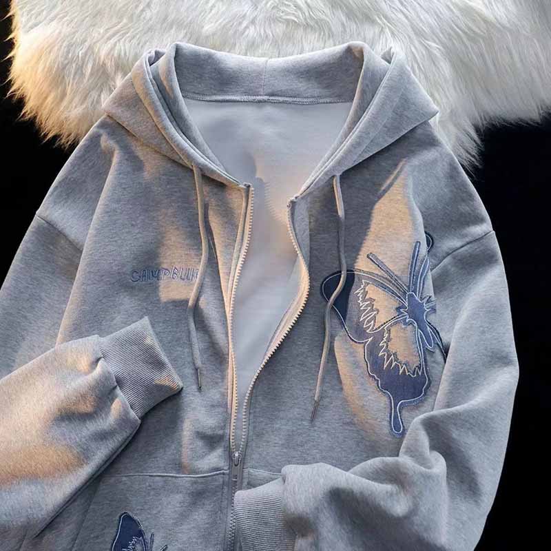 

Женское пальто Хлопковое Повседневное Оверсайз Молния-Бабочка Верхняя Одежда Длинный Рукав Толстовка с Капюшоном Куртка XXL синий