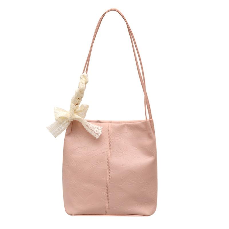 Large capacity lace bow new texture simple casual commuting underarm portable shoulder bag tote bag