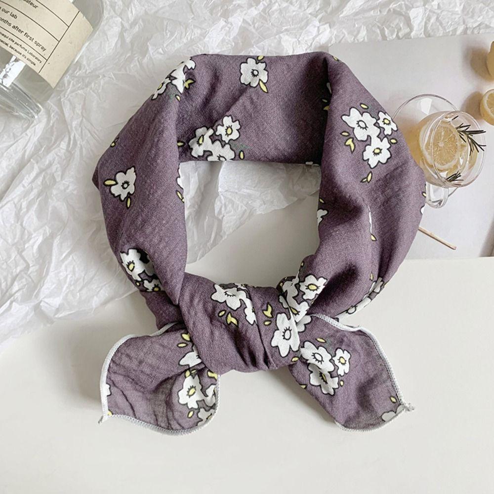 Hair Band Small Square Scarf Sunscreen Printed Silk Scarf Fashion Flower Print Scarves  Ladies