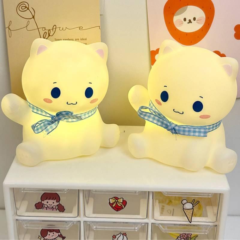 Cartoon Cat Lucky Night Light Dormitory Bedroom Bedside Lamp Decor Ornaments
