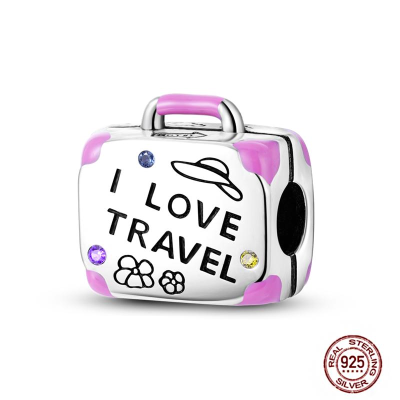 Pink Purple Series Charms Copper Murano Glass Butterfly Animal Paw Print Clasp Charm Beads Fit Original Bracelet Diy Jewelry