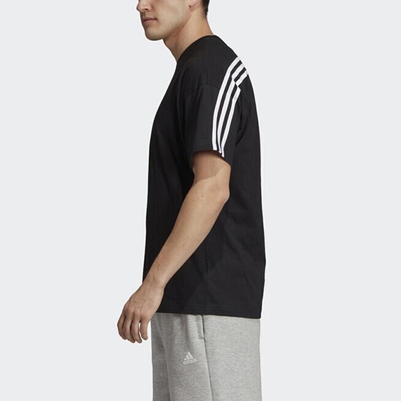 Adidas 3-Streifen Trainings-Rundhals-Kurzarm-T-Shirt Herren Tops Schwarz EB5277