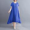 New  Summer Vintage Oversized Long Dress Casual Loose Basic Short Sleeve Plus Size Women Dress