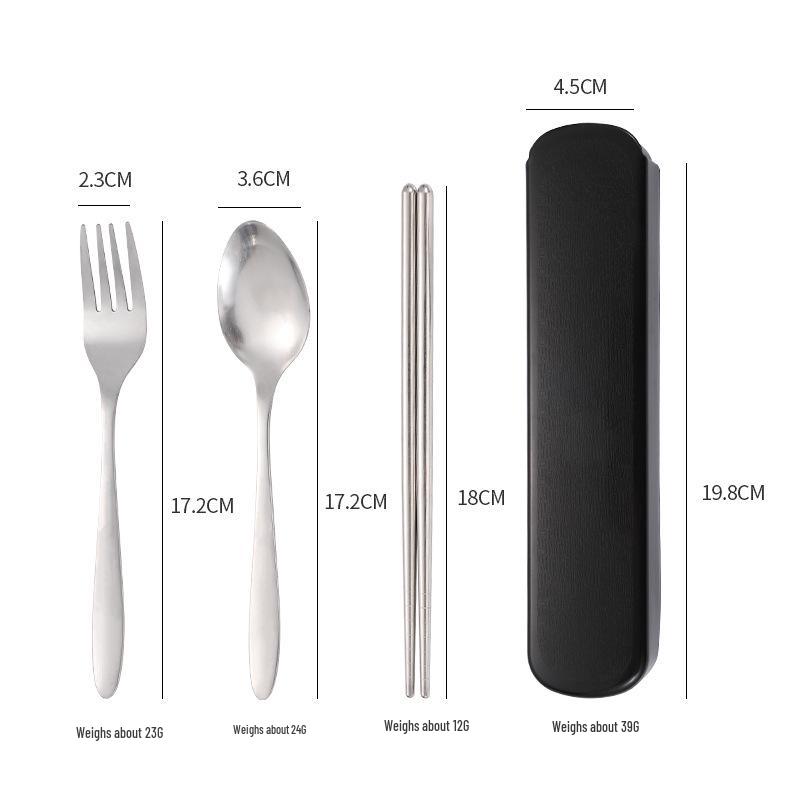 Portable Stainless Steel Cutlery Set: Fork, Spoon & Chopsticks - Ideal for Students & Outdoor Use