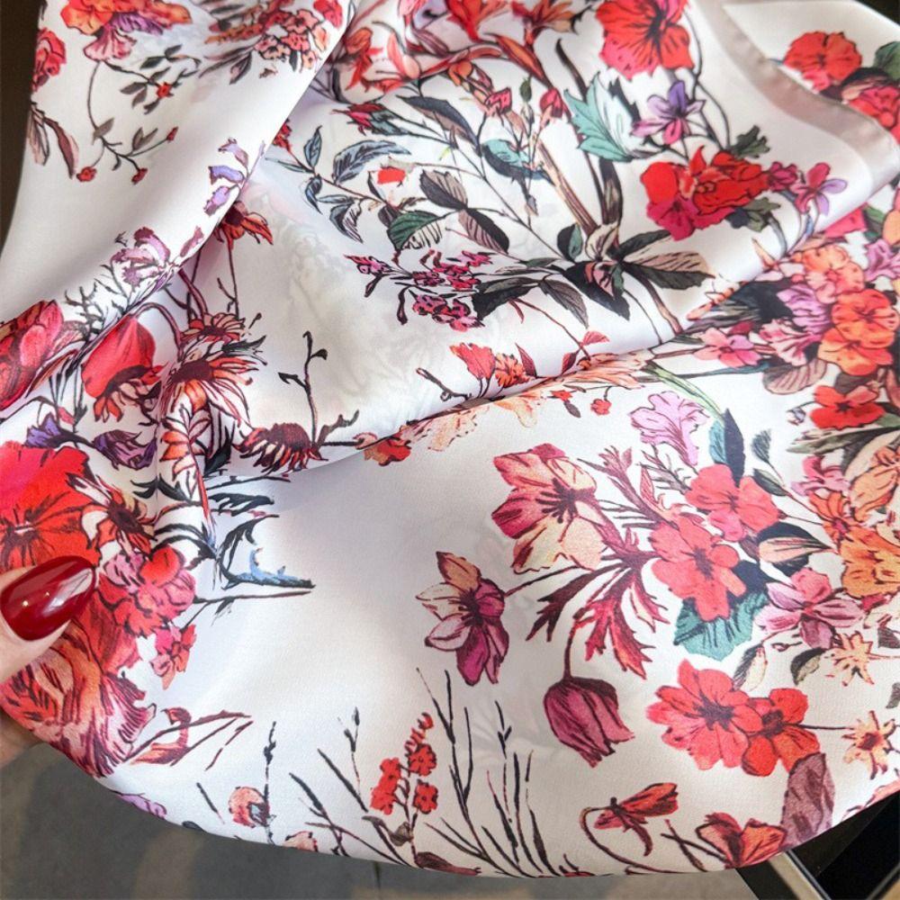 Square Shape Floral Print Scarf Silk Material Hijab Scarf Silk Square Scarf Fashion Decorate