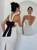 New TikTok hot-selling polka dot slim-fitting bow strap dress