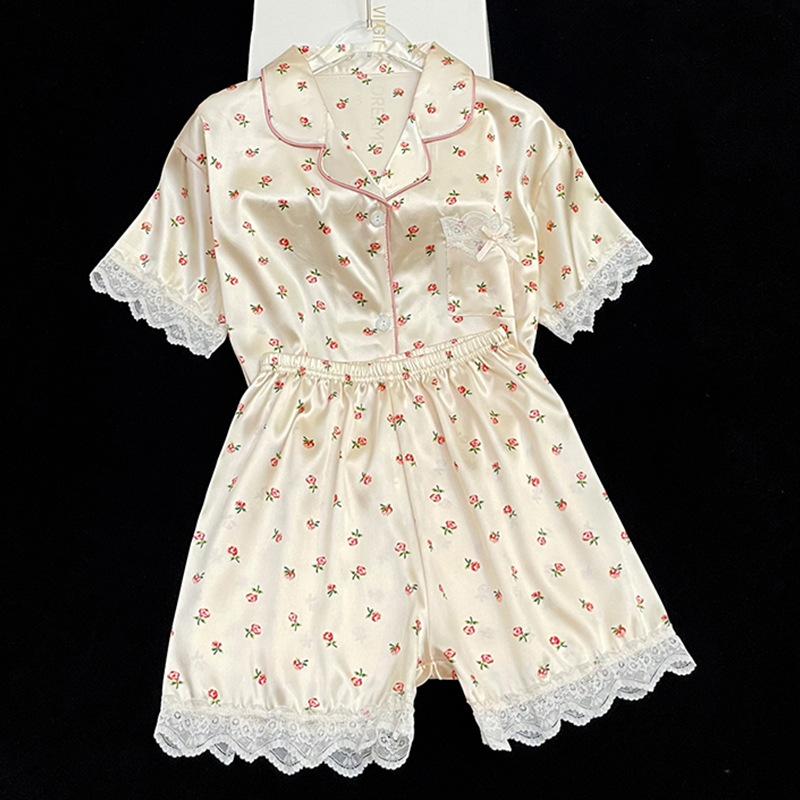 Summer Sweet And Gentle Pink Short Sleeve Shorts Pajamas Ladies Wind Suit Loungewear