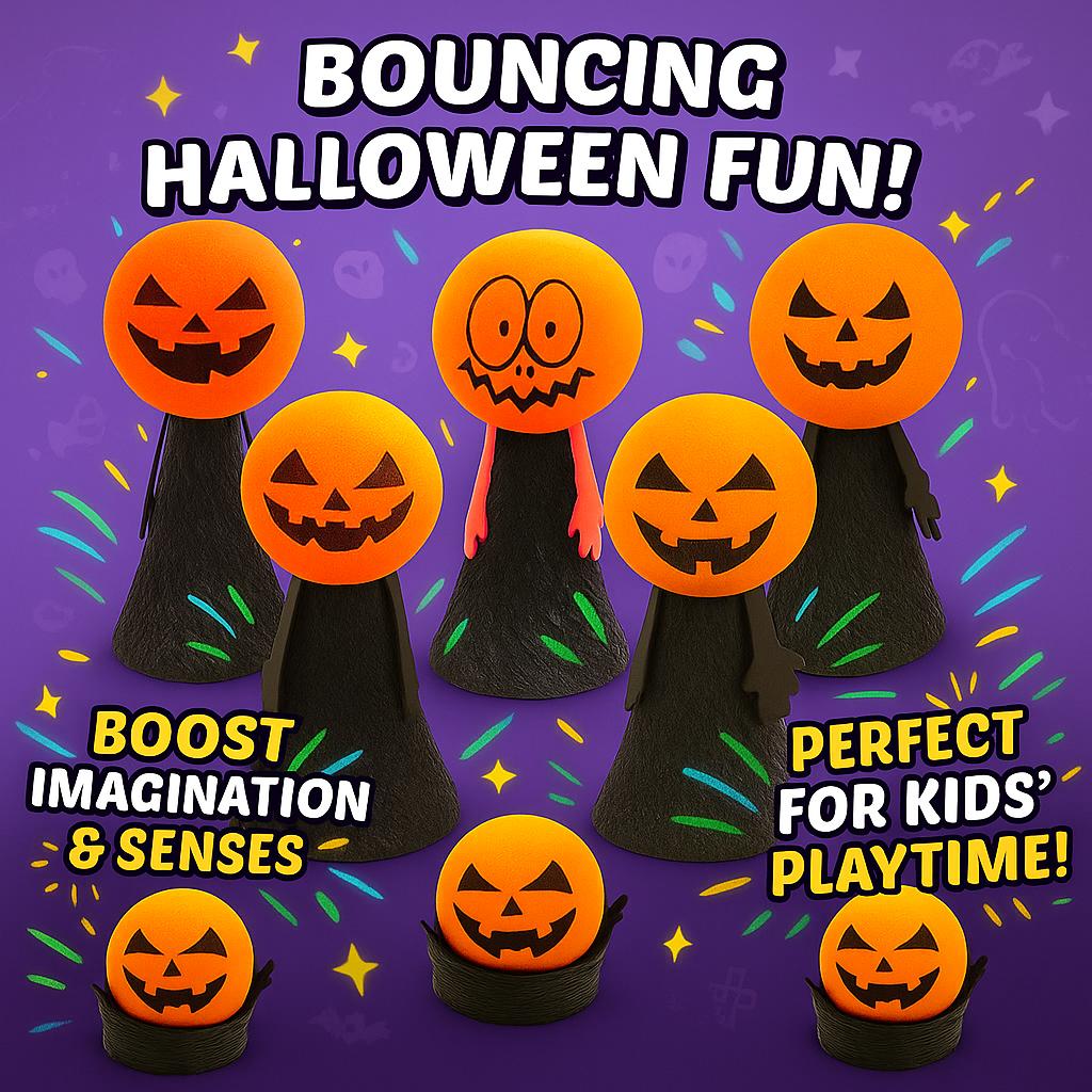 Mittelgroßer Halloween-Kürbis Hüpfender Elf Lustiges Fingerpuppen-Spielzeug für Kinder, Ideal für die emotionale und sensorische Entwicklung