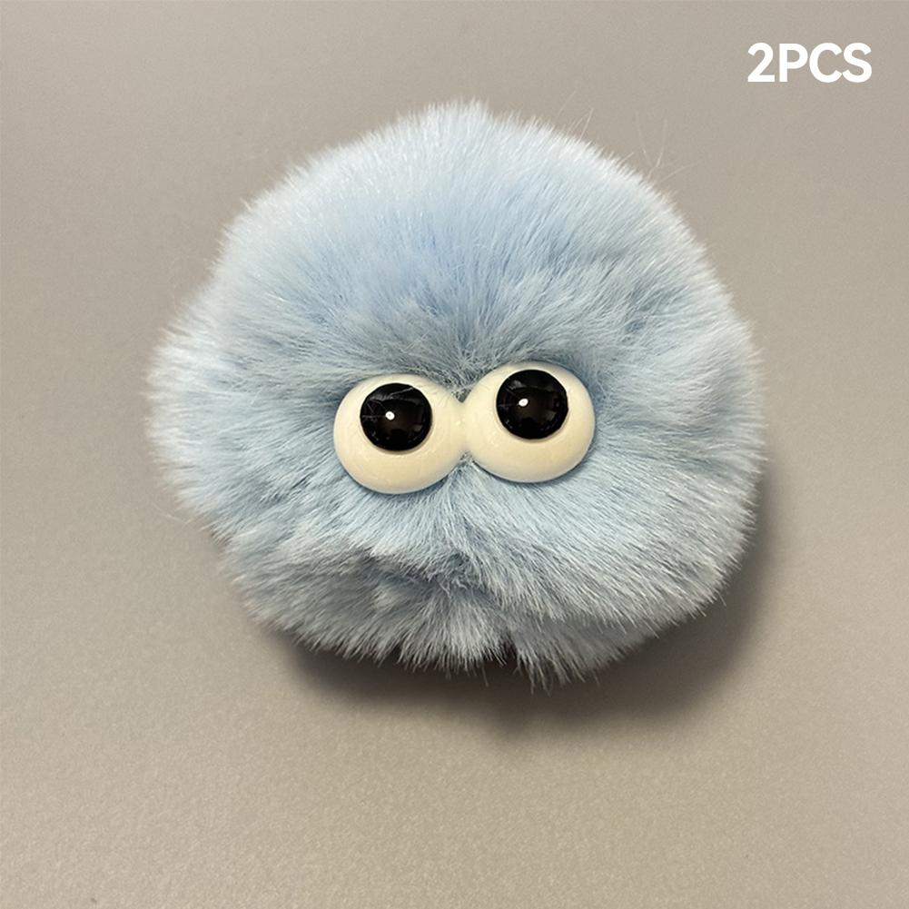 2Pcs Car Motorcycle Helmet Decoration Soft Plush Ball with Big Eyes For Motocross Full Face Off Road Helmet Sticker