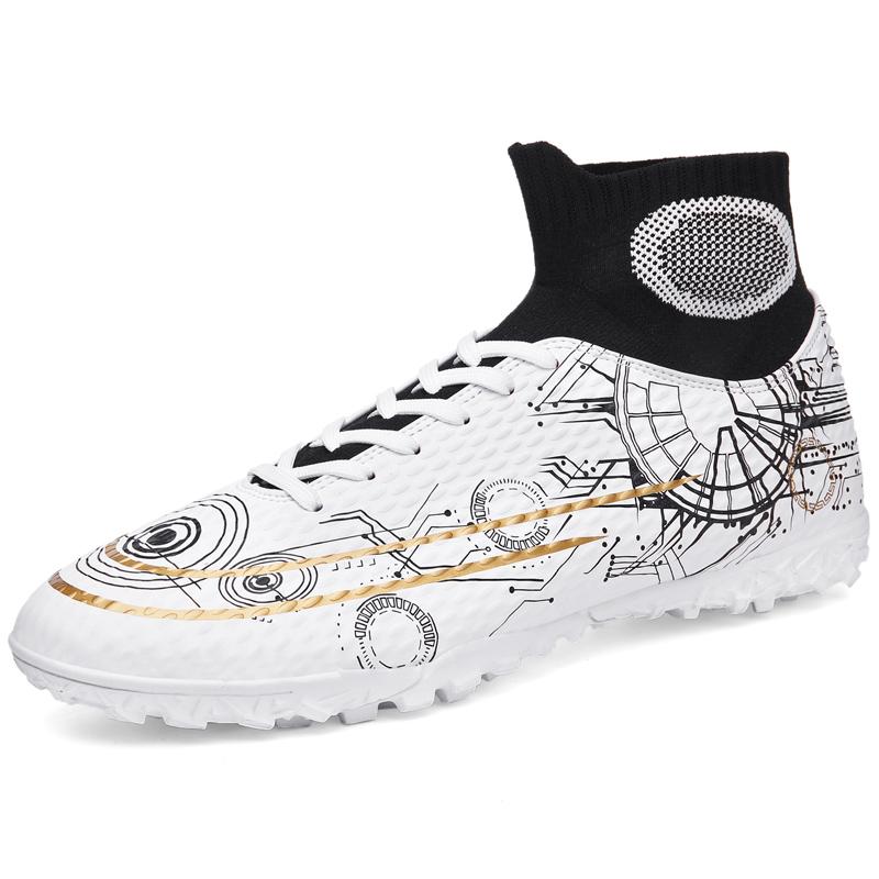 Fußballschuhe für Herren Teenager Erwachsene Professionelle High-Cut Stollen Sternenhimmel-Print Fußballschuhe Zweifarbig Zapatillas Hombre
