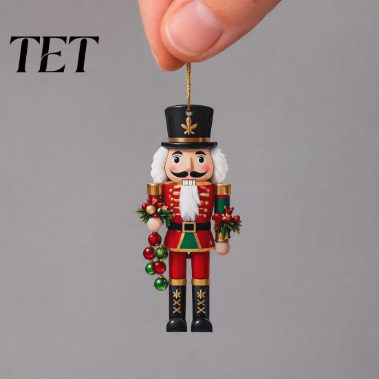 Decorative Nutcracker Set for Home Christmas Ornaments, Durable Wooden Hanging Figurines, Country Style Ornaments Decorations, Tree Pendants