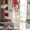 Decorative Nautical And Sea Set Maritime Illustrations Window Screening Curtains Voile Drape Sheer Tulle for Living Room Bedroom