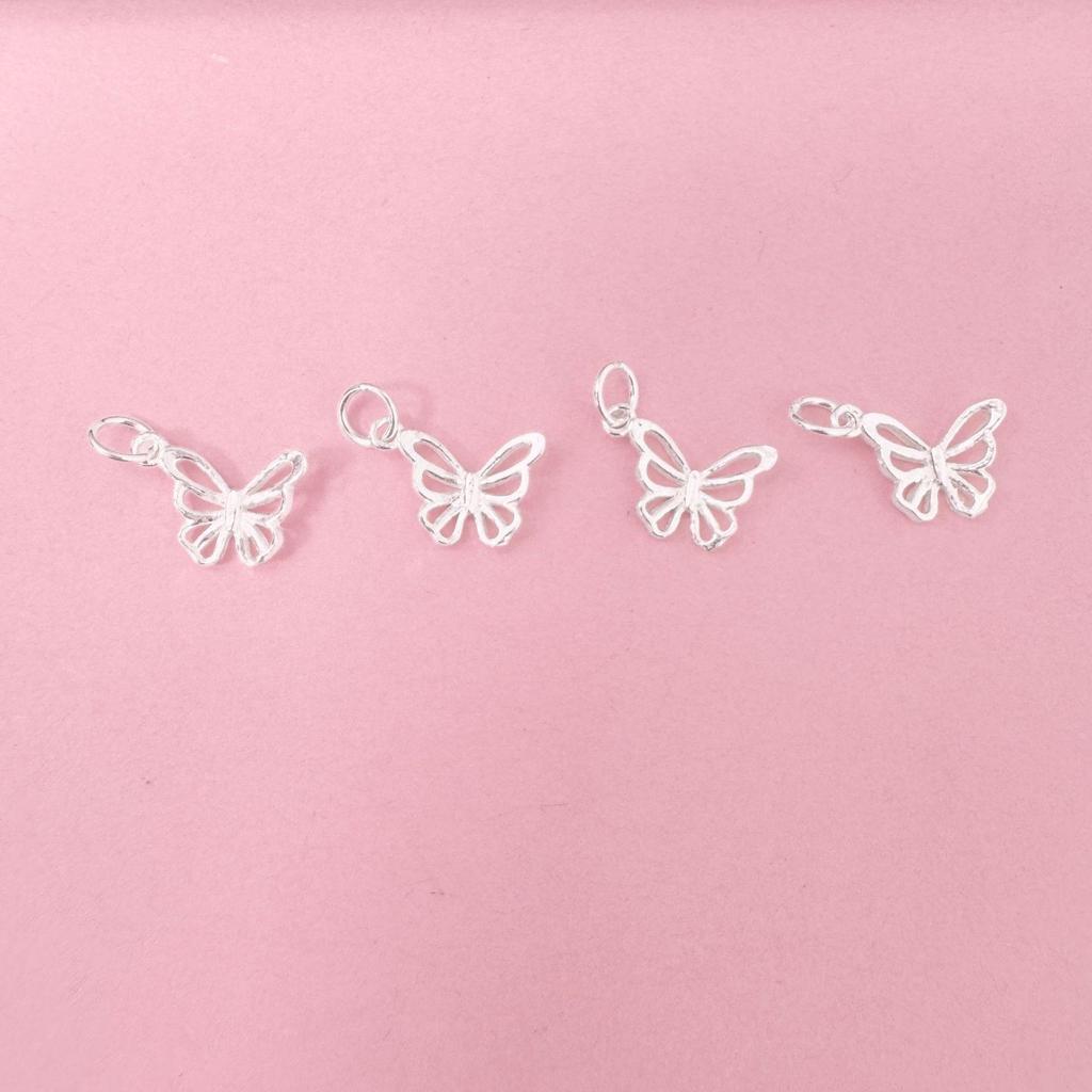 Sterling Silver Butterfly & Flower Pendant Charm for DIY Bracelets and Necklaces