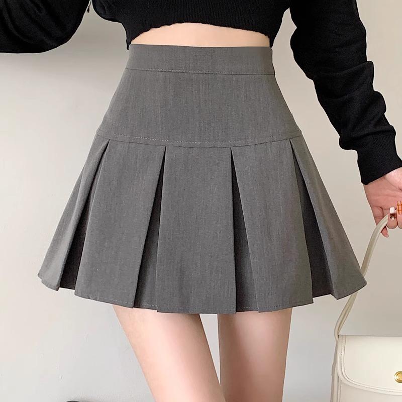 Autumn 2026 Korean Style High-Waisted Pleated A-Line Skirt