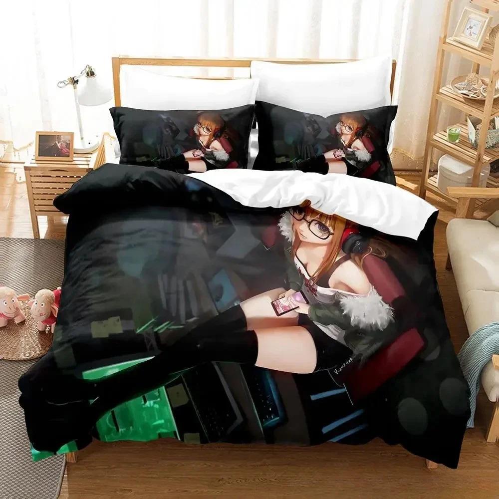 3D-Druck Persona 5 Bettwäsche-Set Cartoon Anime Bettbezug Dreiteiliges Set für Erwachsenen Kinder Schlafzimmer Heimtextilien Geburtstagsgeschenk