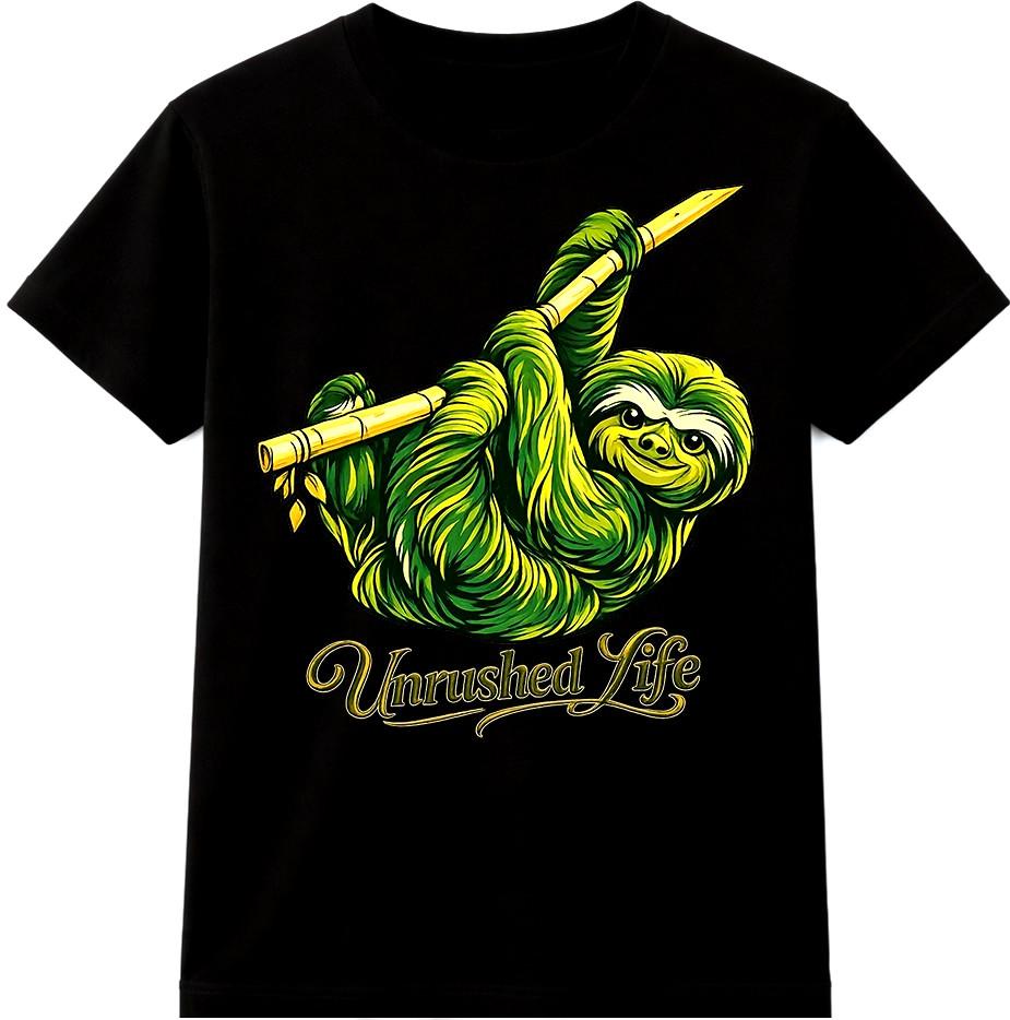 Cute Sloth T Shirt Unrushed Life Relaxed Lazy Animal Graphic Tee Casual Top S разноцветный