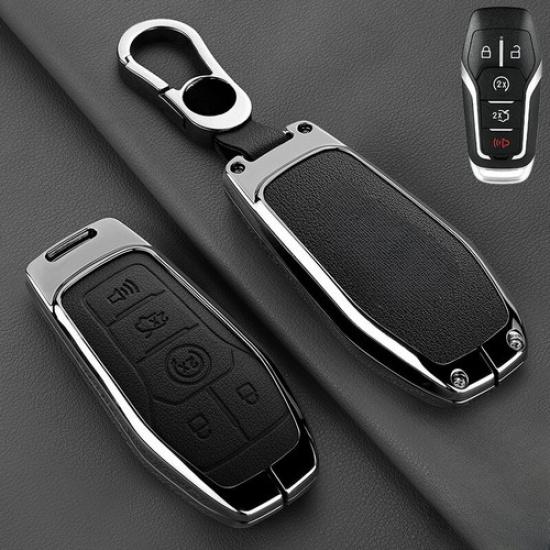 Zinc Alloy Leather Car Remote Smart Key Fob Case Cover For Lincoln MKX MKZ MKC