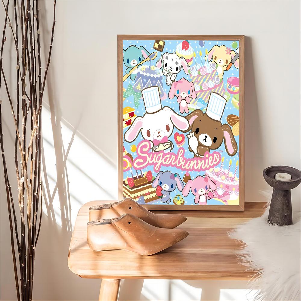 S_sugarbunnies Anime Kawaii Anime Poster Fancy Wall Sticker for Living Room Bar Art Wall Stickers Study Home Living Decoration