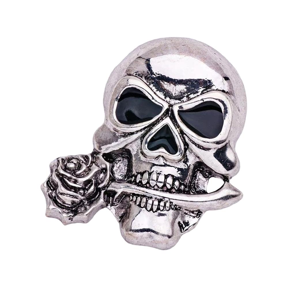 Unique Gothic Rose Skull Brooch for Men Rebellious Alloy Lapel Pin for Suits Jackets and Casual Outfits