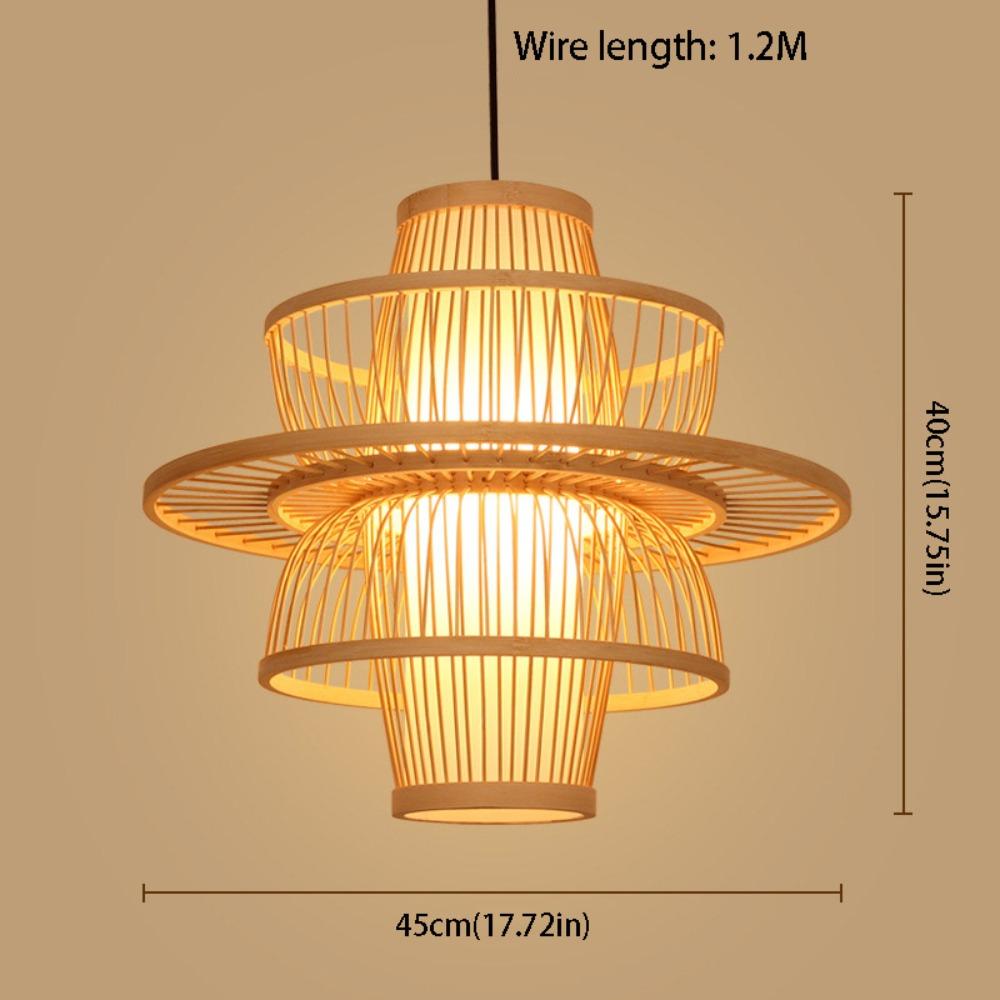 Woven Rattan Pendant Lamp Hand Knitted Ceiling Light Rural Handmade Wicker Chandelier Bedroom
