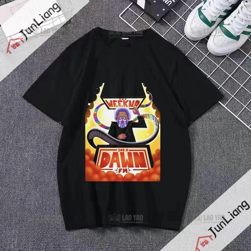 Canadian Singer The Weeknd Dawn Fm Flat Print Tshirt Short Sleeve Loose Mens Tshirt Mens Tshirt Womens Hip Hop Clothing