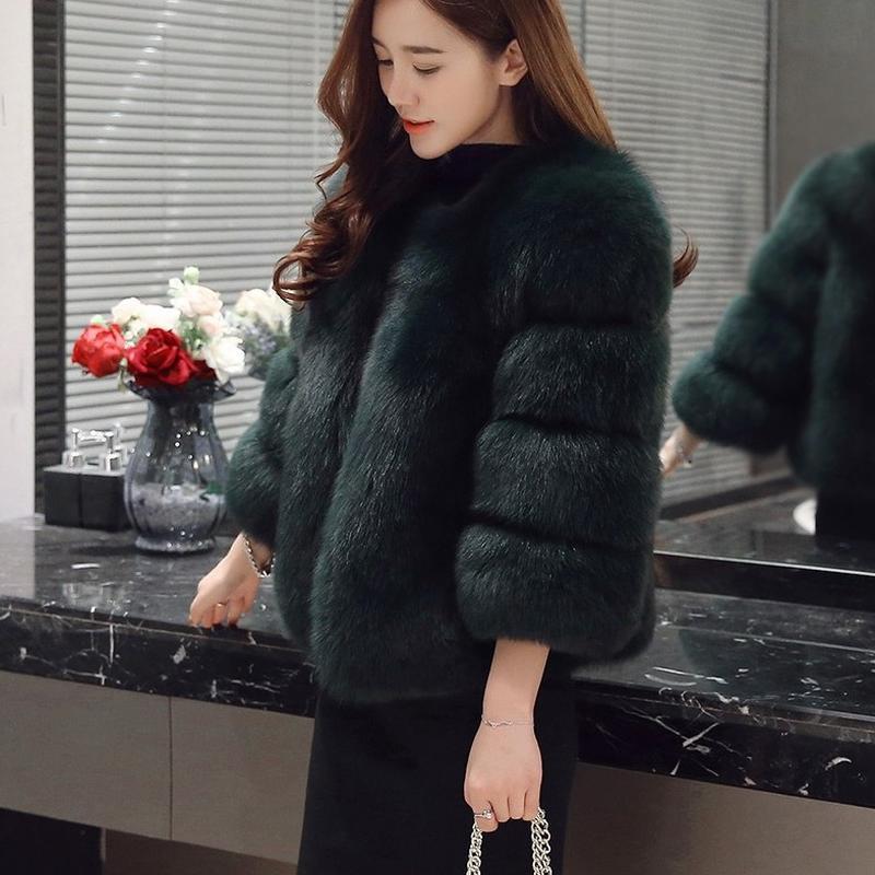 New Fashionable Winter Korean Edition Faux Fox Fur Grass Slim Fit Small Coat Faux Fur