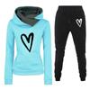 Spring and Autumn Winter Casual Sportswear Set with Love Letter Printed Women's Hoodie and Sweatshirt Set Trendy