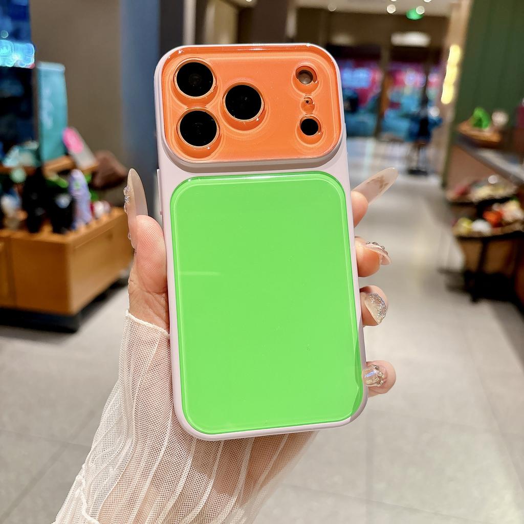 Fashion Color Collision Acrylic Case for iPhone 14 15 16 17 Pro Max Bumper Big Window Camera Protection Cover
