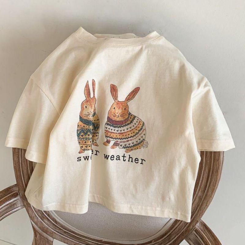 Cute T-shirt Printing Tees For 0-7Age Child New Short Sleeve Summer Clothing Cartoon Fashion Versatile Base Shirt Toddler Wear