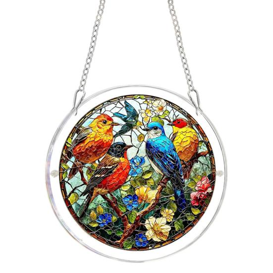 

Acrylic Puzzle Suncatcher, Stained Glass Style Window Hanging Sun Catcher Panel, DIY Puzzle Jigsaw Art for Garden Home Decor, Gifts for Women Men Mom 18cm V