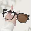 1pc Men's Stylish Black Square Frame Photochromic Fashion Glasses - Bohemian Design Perfect for Ramadan & Easter Gifts