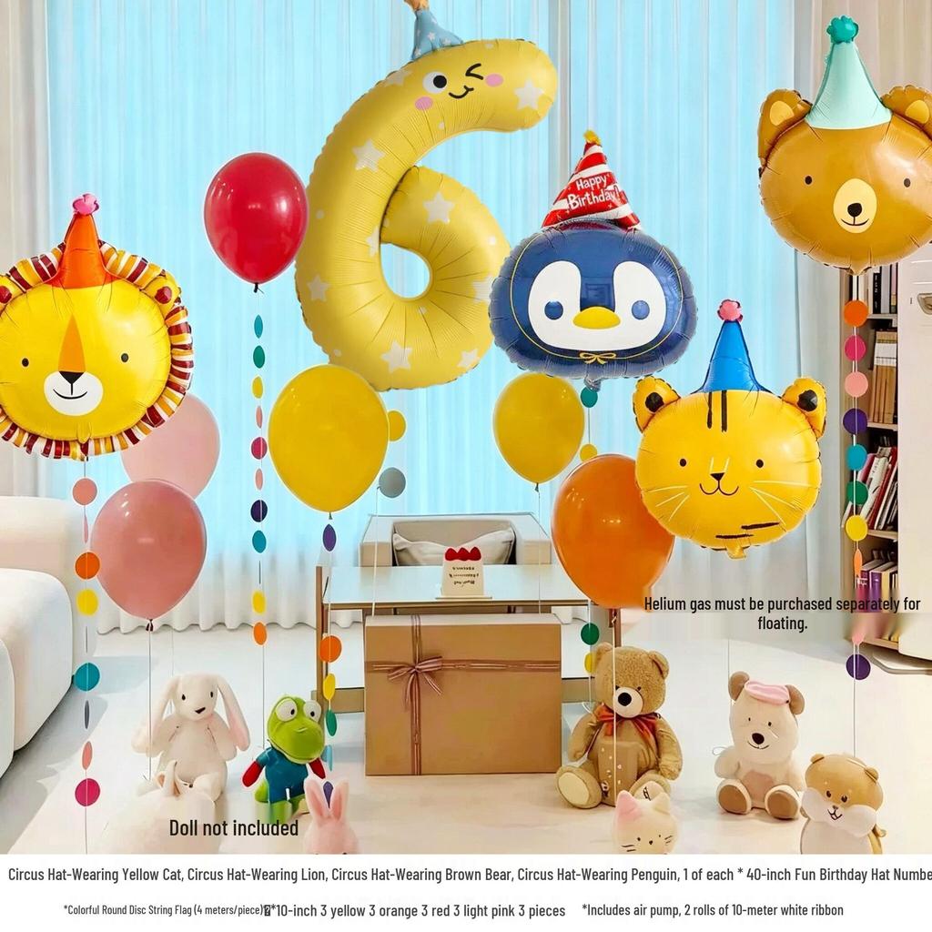 10. Geburtstag Cartoon Tiere & Zahlen Luftballon Party Dekoration für Kinder