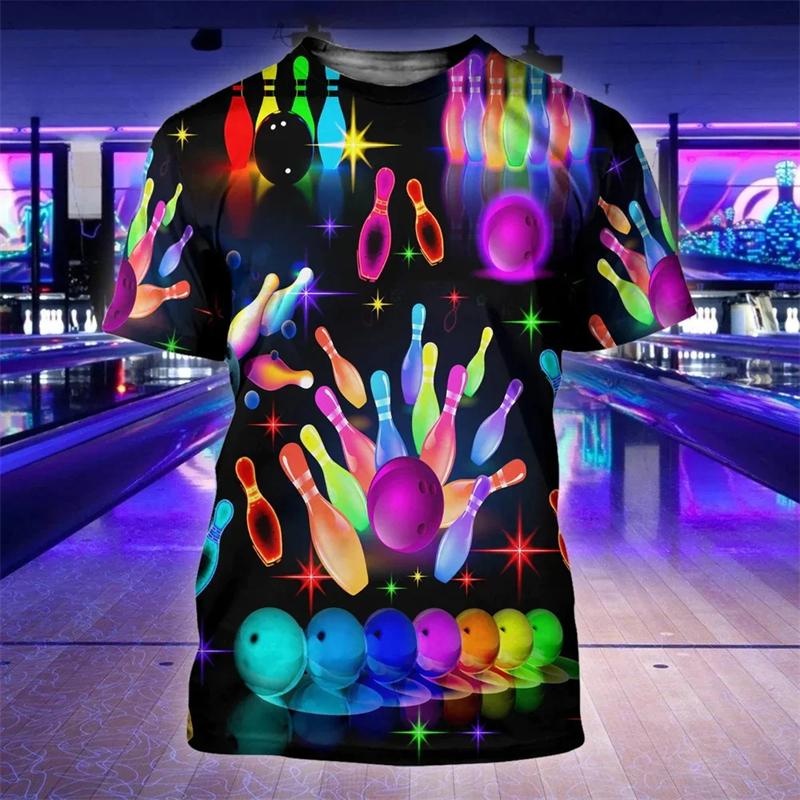 Bowling Jersey Men's T-Shirt Summer Fashion Streetwear O Neck Casual Short-Sleeve Gym Tops Men Clothing