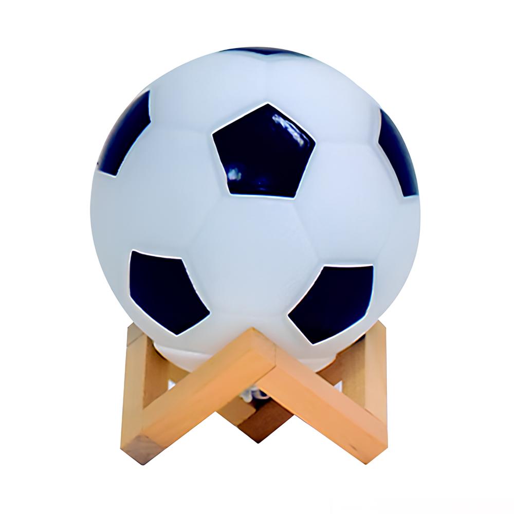 Football Small Table Lamp Solid Wood Glass Night USB LED Circular Bedside Light Study Room Decoration Atmosphere Remote Dimming