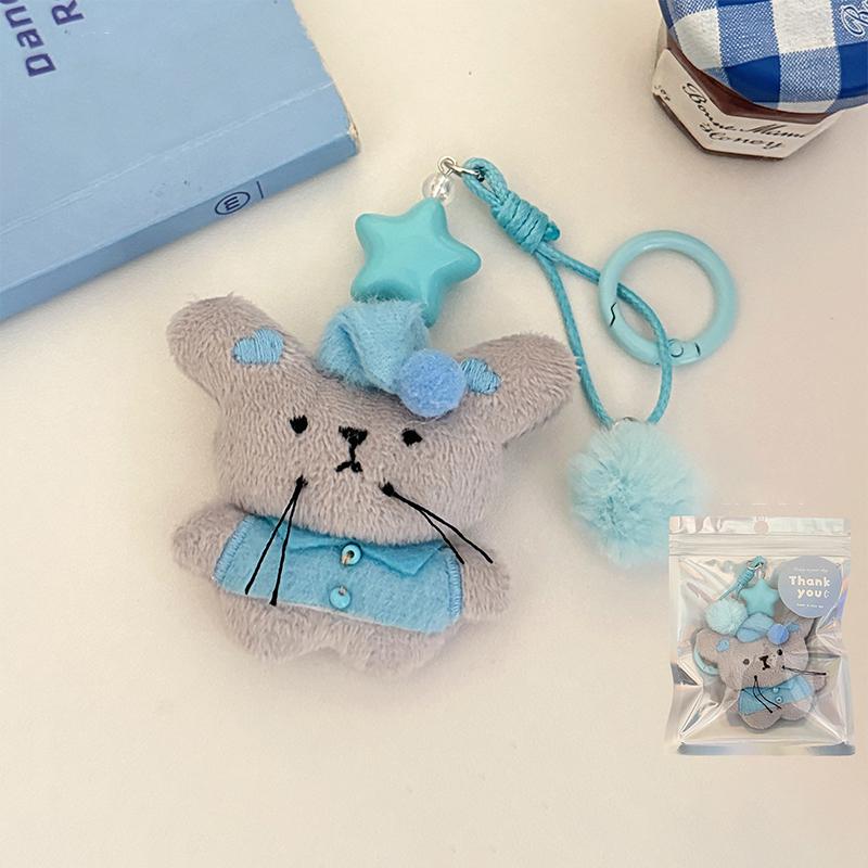 

Cartoon Pajamas Mouse Plush Doll Pendant Lovely Rat Plush Keychain Bag Charms Backpack Hanging Decoration Couple Key Holder Gift as the picture