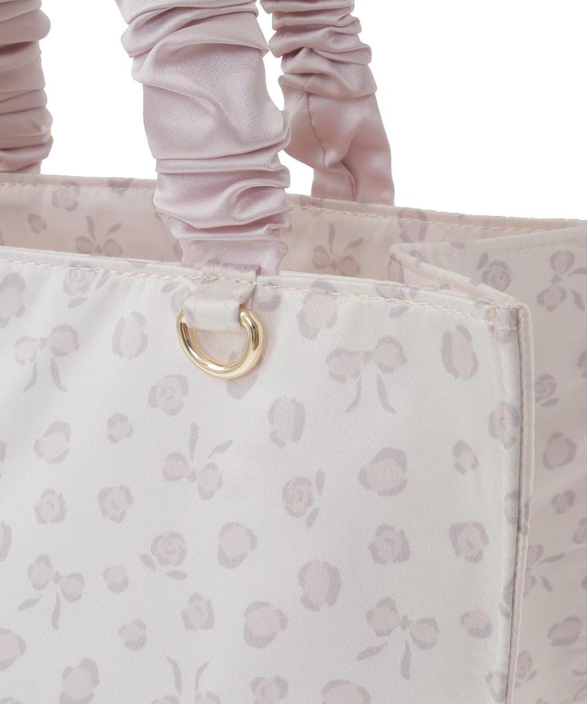 Maison de Fleur Ribbon Leopard Print Gathered Handle Square Tote Bag, Women's, Light Pink