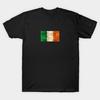 Men Black Print T-shirt Vintage Aged And Scratched Irish Flag No-Cut Transfer Paper Print Cotton Tshirt
