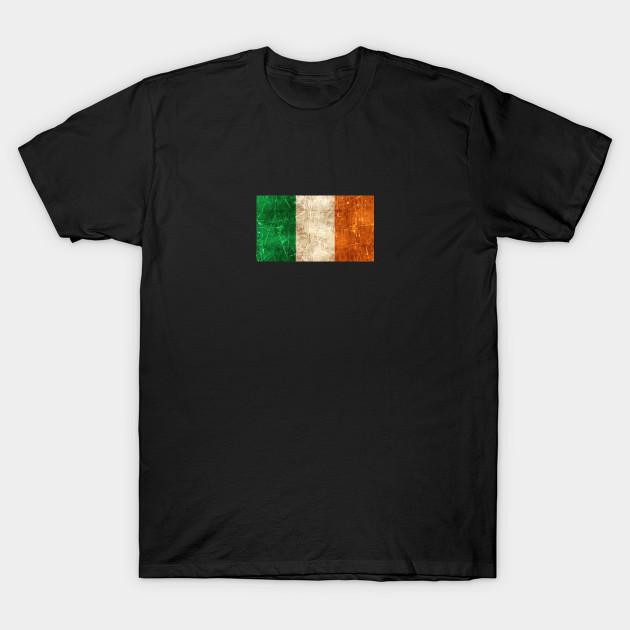 Men Black Print T-shirt Vintage Aged And Scratched Irish Flag No-Cut Transfer Paper Print Cotton Tshirt XL