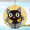 Cute Black Cat Wind Spinner Outdoor Decorative Kinetic Yard Art Hanging Wind Chime for Halloween Christmas Thanksgiving Durable Metal Garden Decor