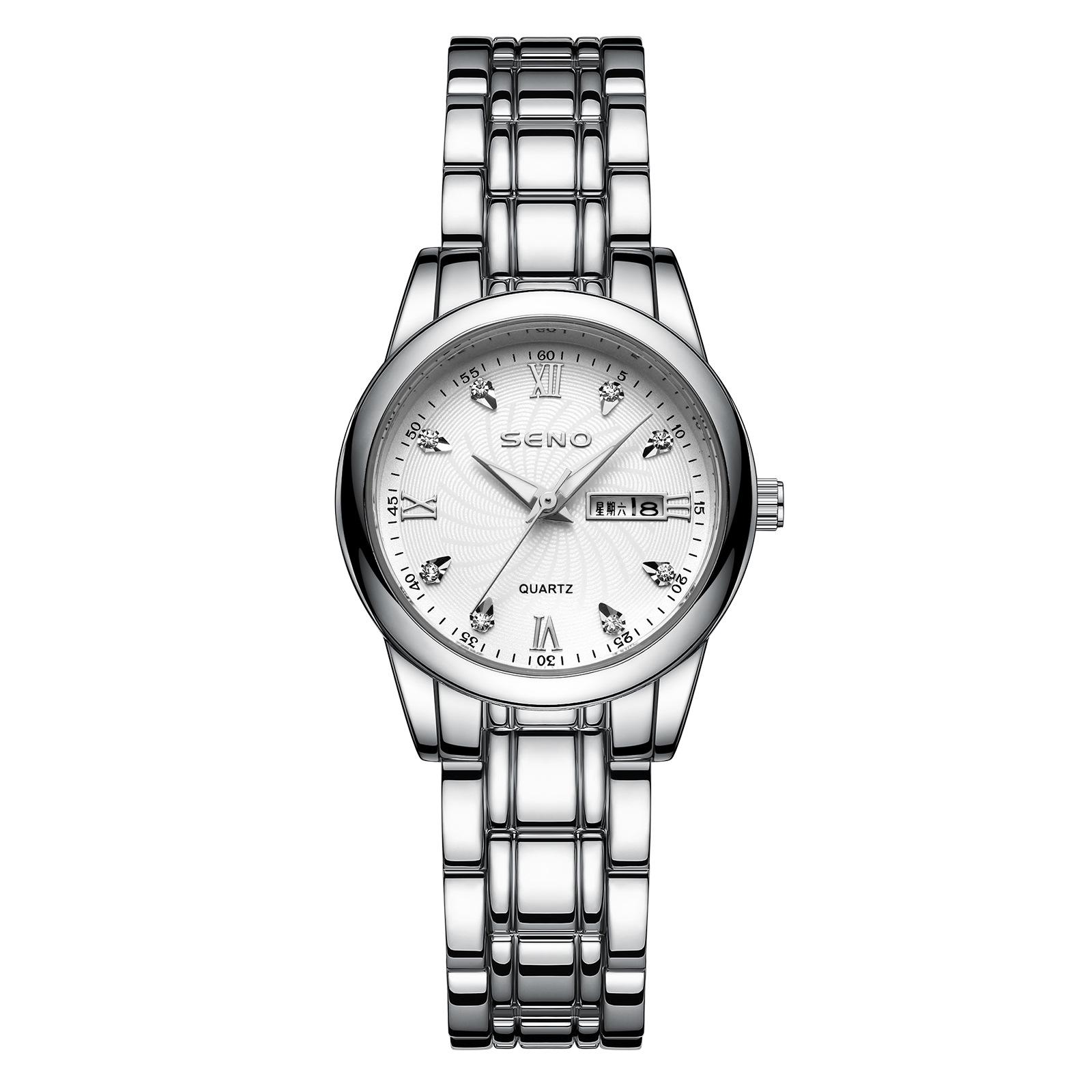 

Женские кварцевые часы Простые повседневные светящиеся водонепроницаемые кварцевые часы с двойным календарем