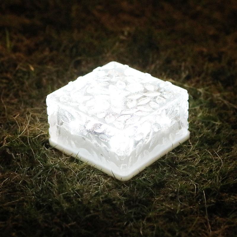 Solar Powered Outdoor Courtyard Landscape Lights Ice Brick Lamp Garden Decorative Atmosphere Square Waterproof Buried Lights