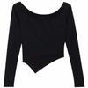 New One-word Shoulder Top Korean Version Niche Spice Girl Style T-shirt Women's Neck Long-sleeved Bottoming Shirt Irregular